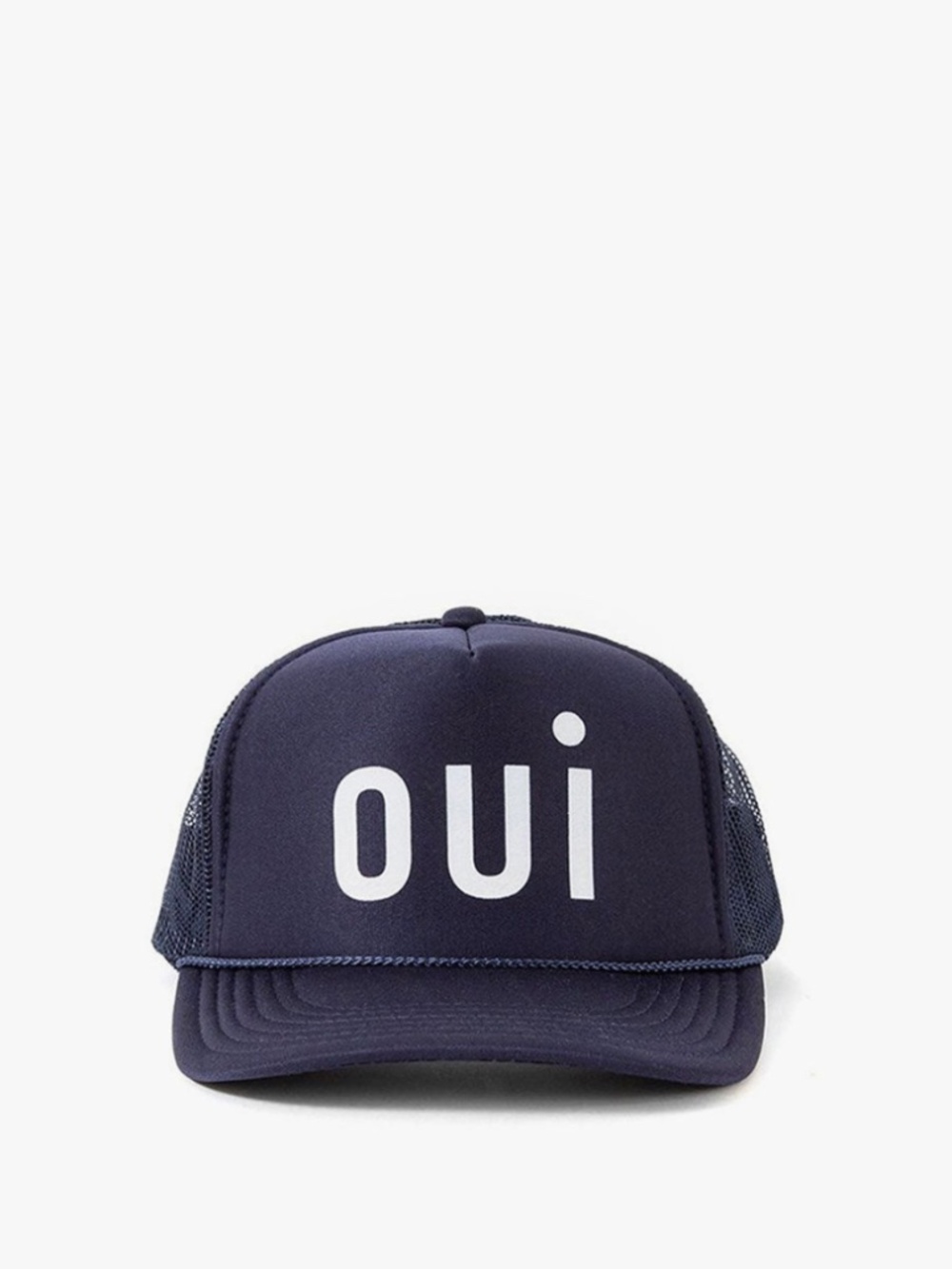 Clare V. Oui Trucker Hat in Navy W/ White